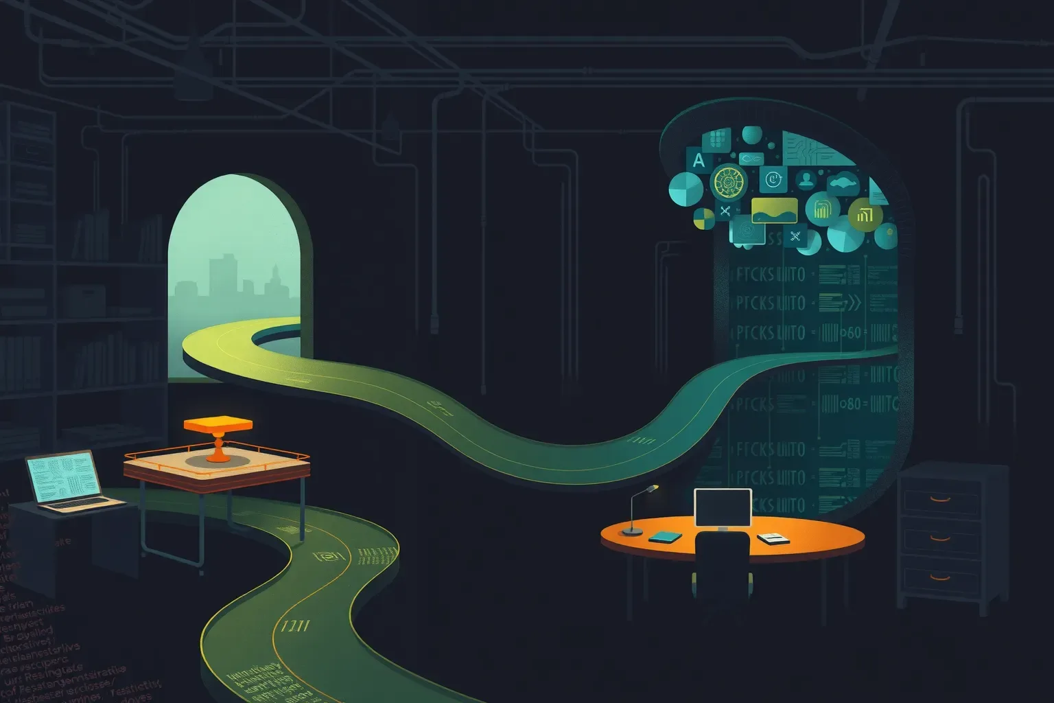 Local implementation and cloud reasoning paths returning to a human review checkpoint